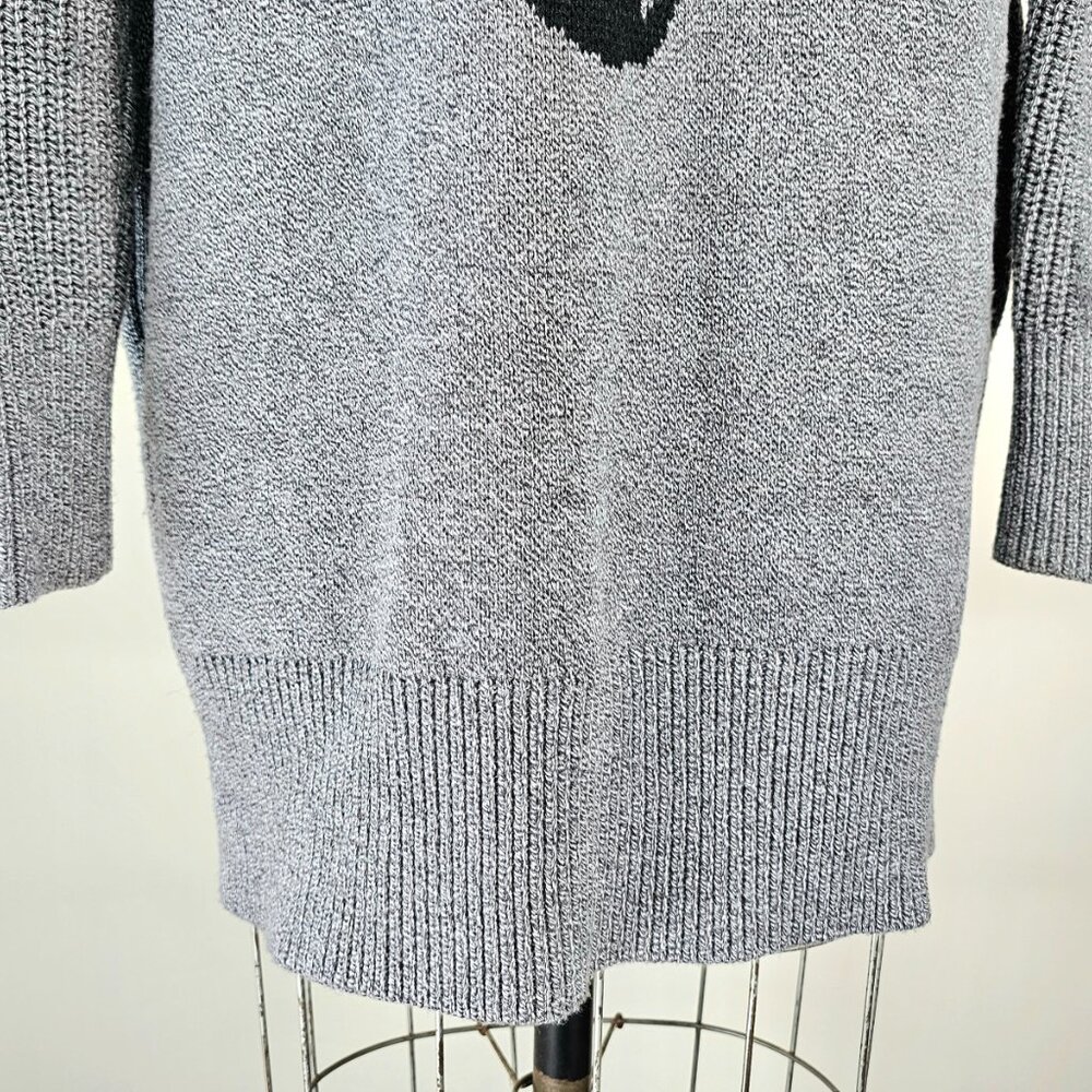 Banana Republic Wolf Intarsia Longline Cardigan Gray Open Front Duster Sweater - Picture 7 of 15